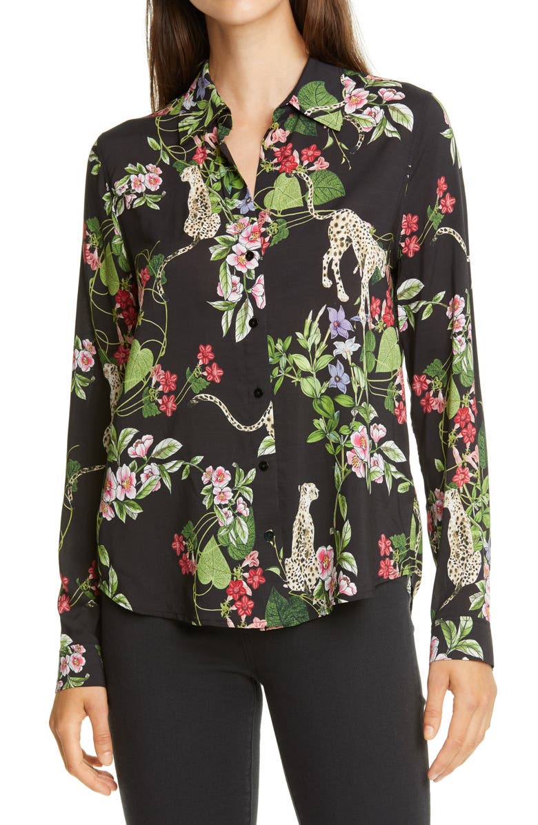 L'AGENCE Holly Polka Dot Blouse, Main, color, 