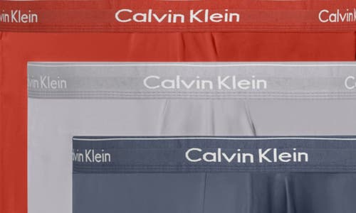 Calvin Klein Icon 3-pack Stretch Cotton Boxer Briefs In Vintage Indigo/grey/orange