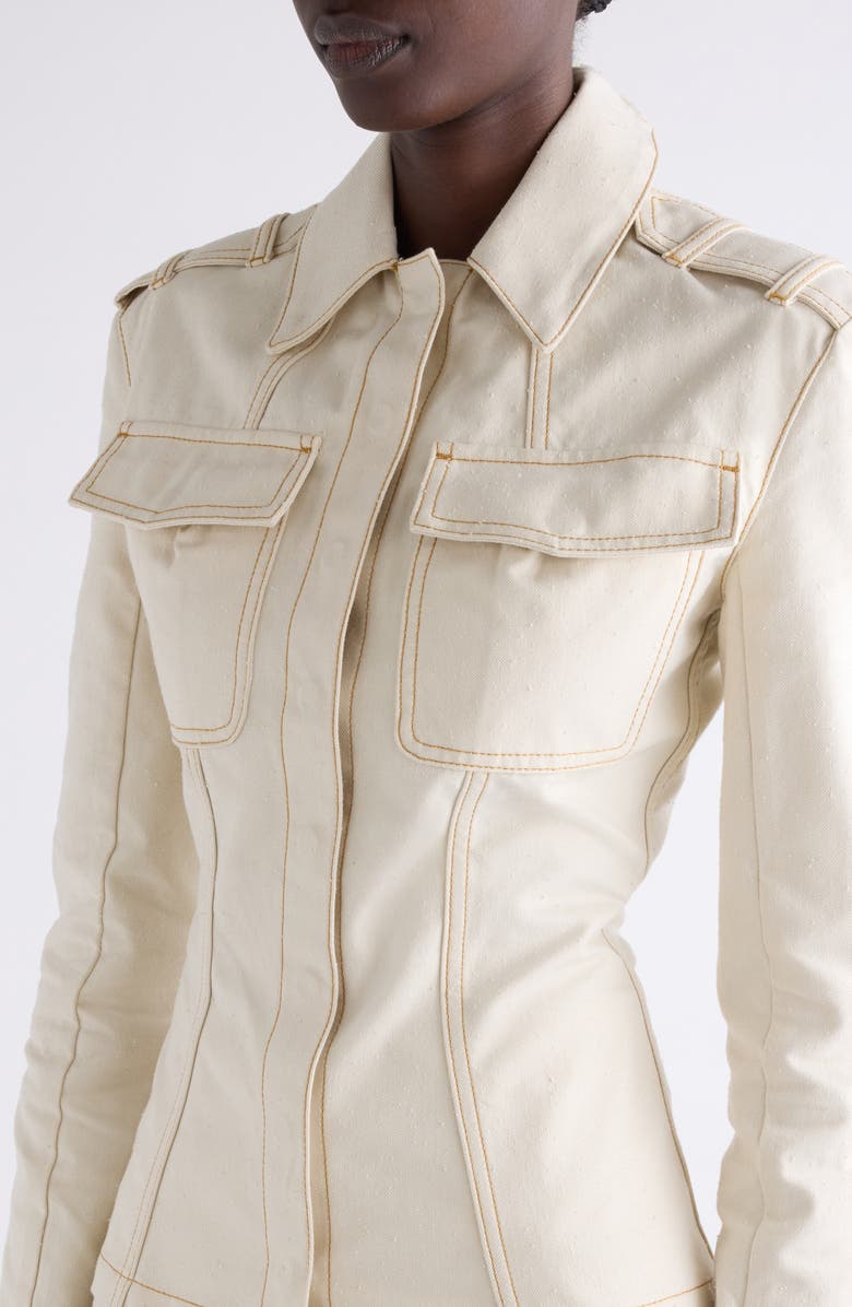 Givenchy Lace-Up Back Denim Jacket, Alternate, color, Ecru