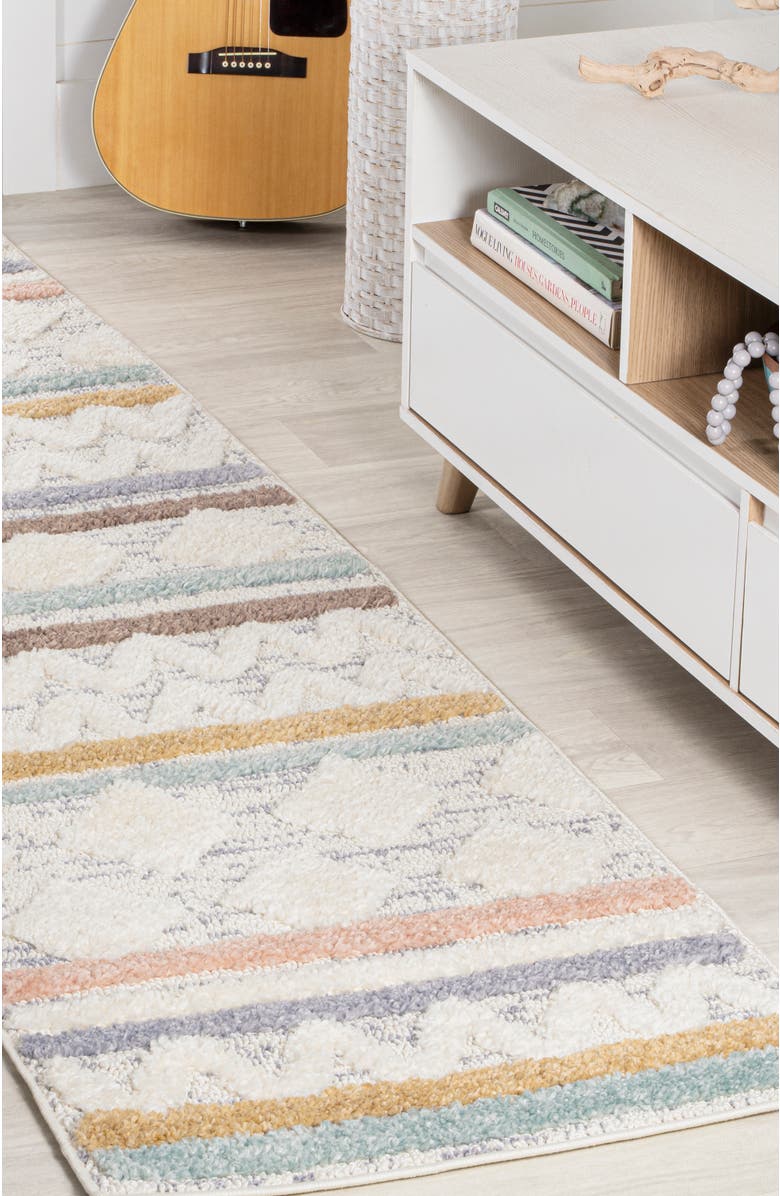 JONATHAN Y Faiza Moroccan Striped Geometric High-Low Area Rug, Alternate, color, Multi/Cream