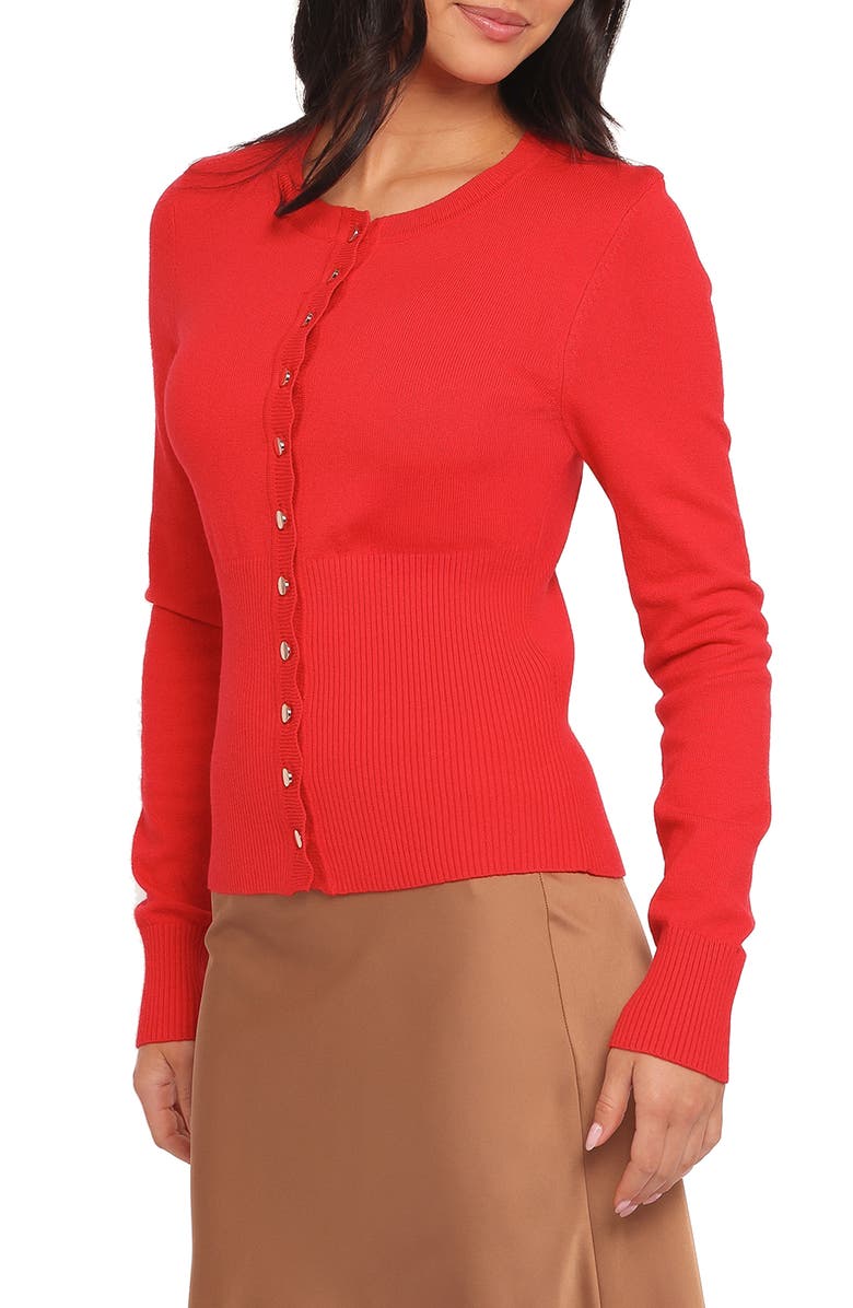 Petal & Pup Walsh Scallop Trim Cardigan, Alternate, color, Red