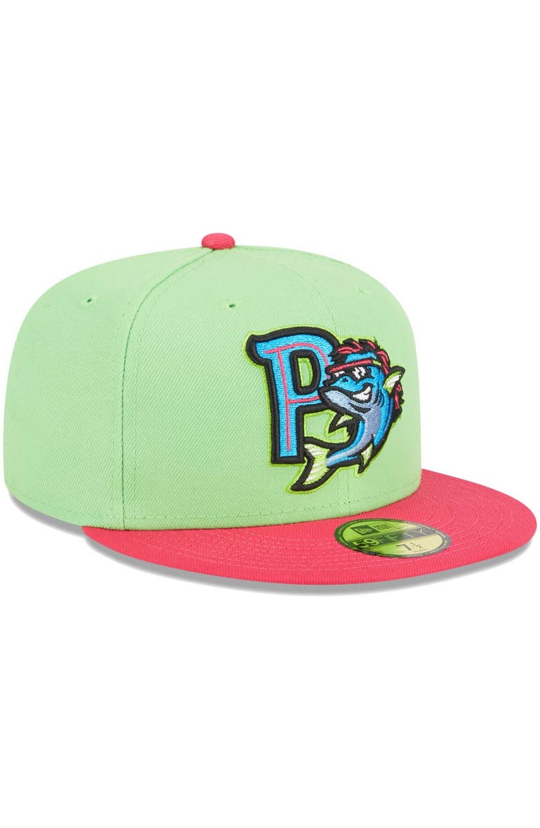 New Era Men's New Era Green Pensacola Blue Wahoos Theme Nights Pensacola Mullets Alternate 2 59FIFTY Fitted Hat, Alternate, color, Green