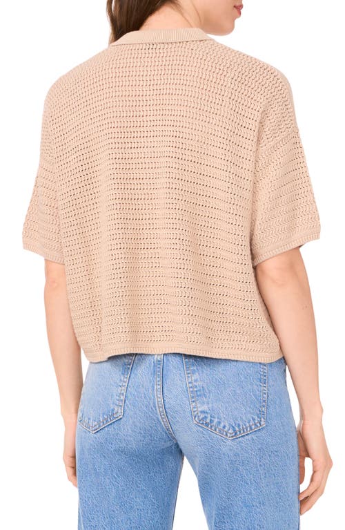Halogenr Halogen(r) Open Stitch Button-up Polo Sweater