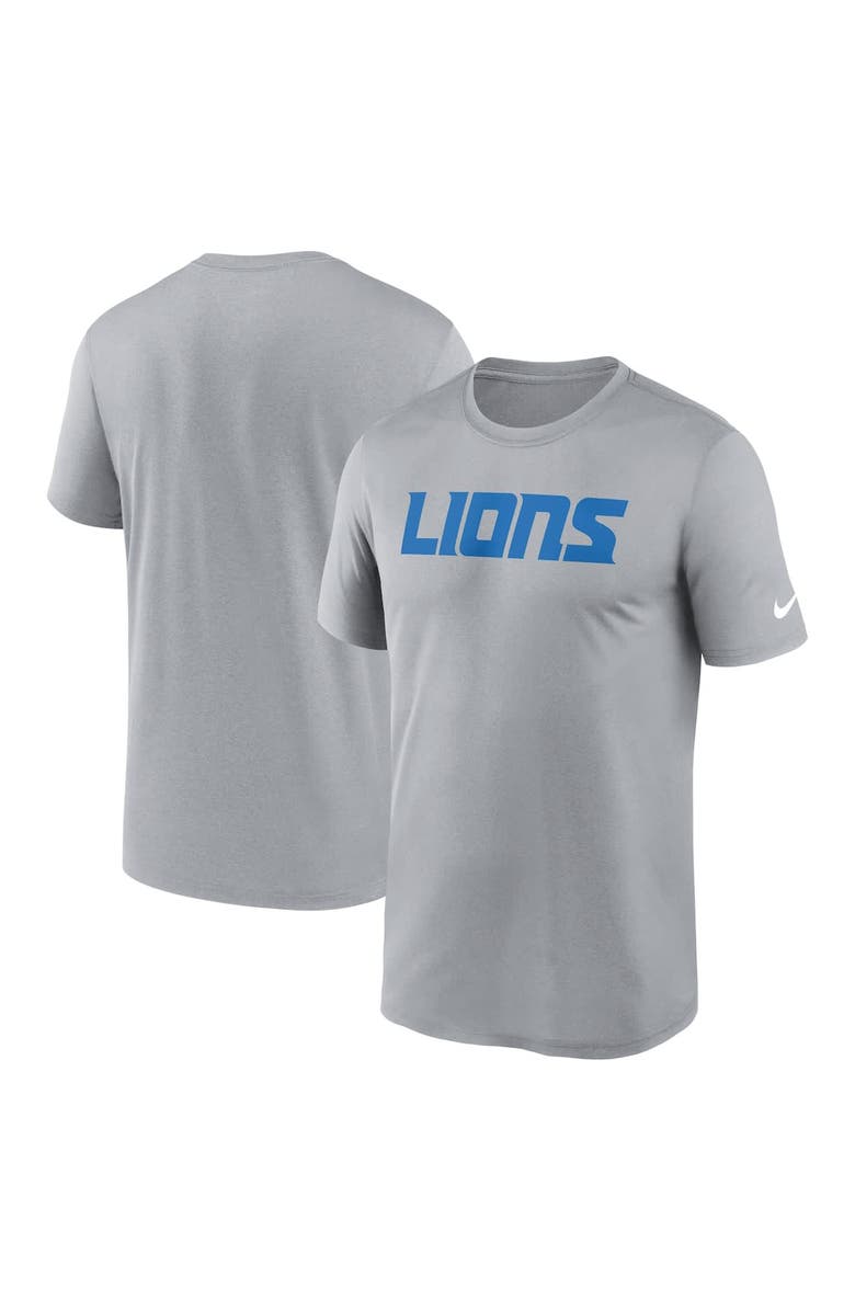 Nike Men's Nike Heather Gray Detroit Lions Primetime Legend Wordmark Performance T-Shirt, Alternate, color, Heather Gray