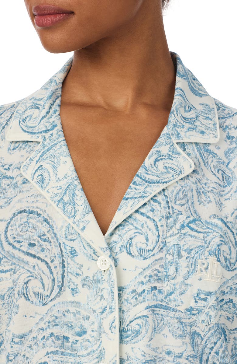 Lauren Ralph Lauren Print Cotton Blend Pajamas, Alternate, color, Blue Print