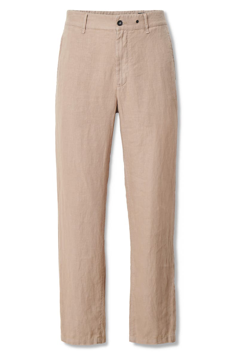 rag & bone Evan Back Elastic Waist Linen Dress Pants, Alternate, color, Beige