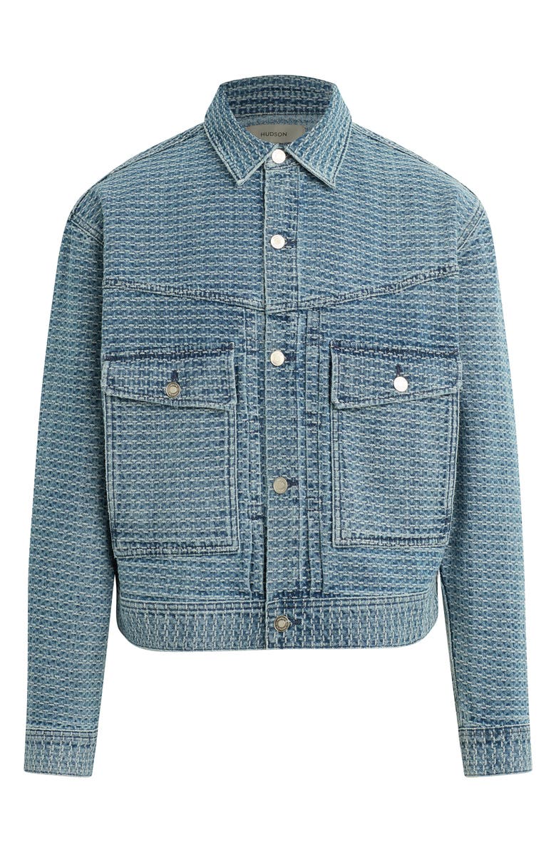 Hudson Jeans Jacquard Trucker Jacket, Alternate, color, Jacquard Indigo