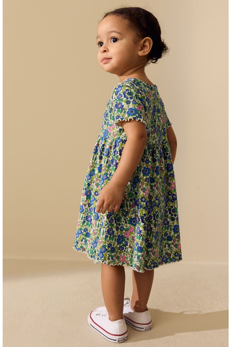 Kids' Floral Ditsy Print Rib Dress, Alternate, color, BLUE