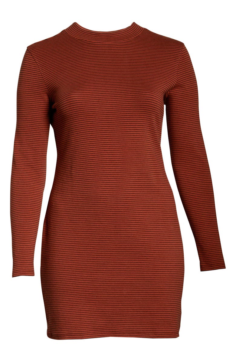 BP. Stripe Ribbed Long Sleeve Minidress, Alternate, color, 