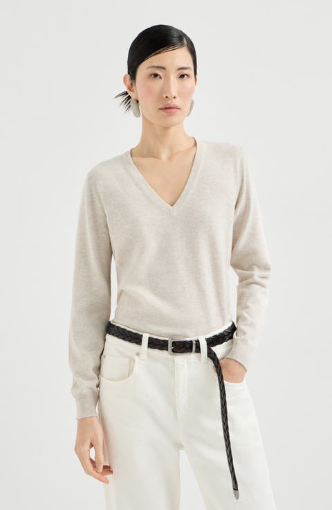 Cashmere sweater with monili
