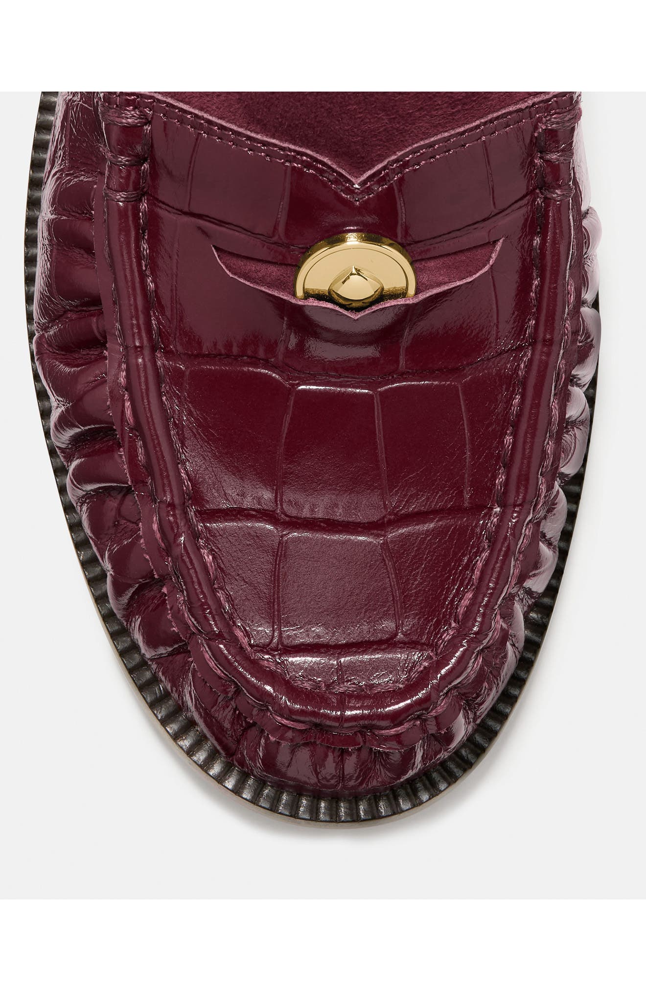 Penny Croc Embossed Leather Loafer, Alternate, color, CHERRY JUICE