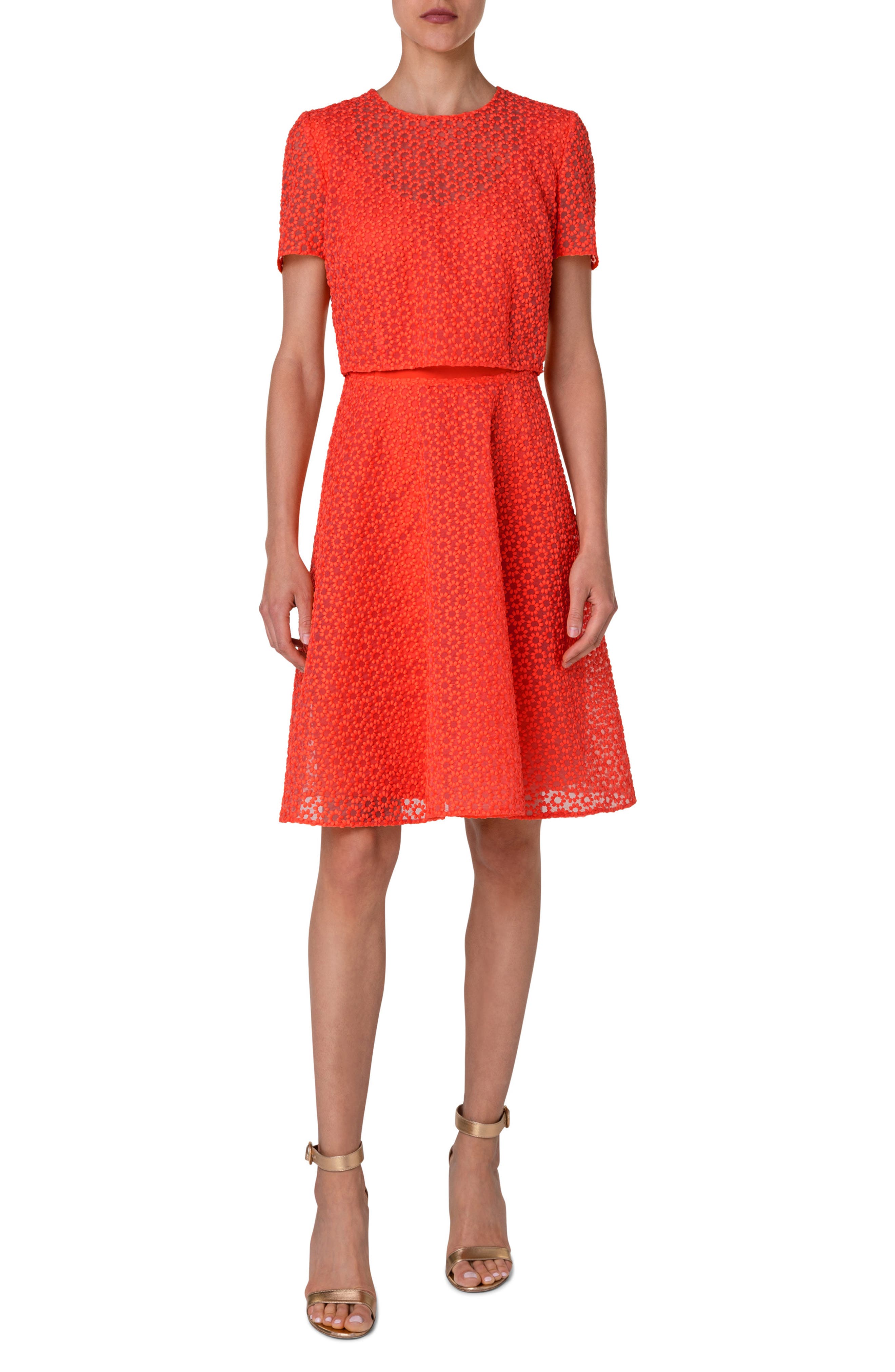 Akris Floral Embroidery Techno Organza Dress