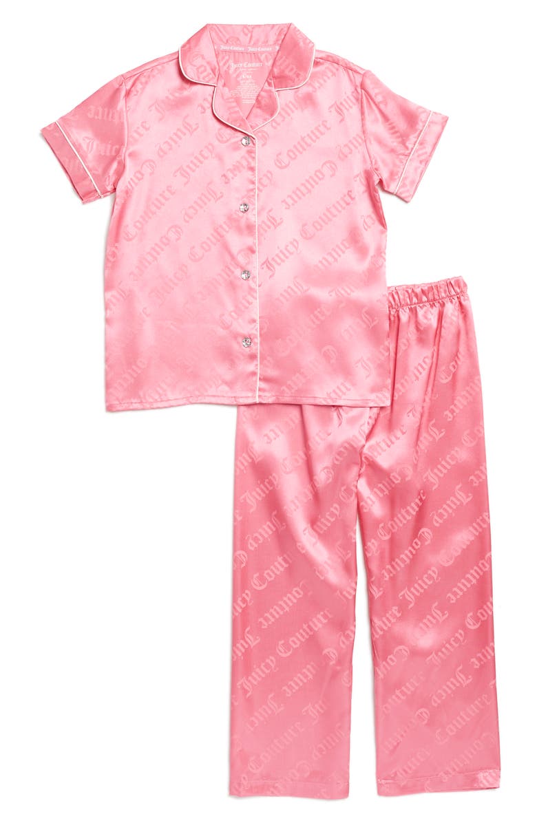 Juicy Couture Kids' Satin Notch Collar Pajamas, Main, color, 