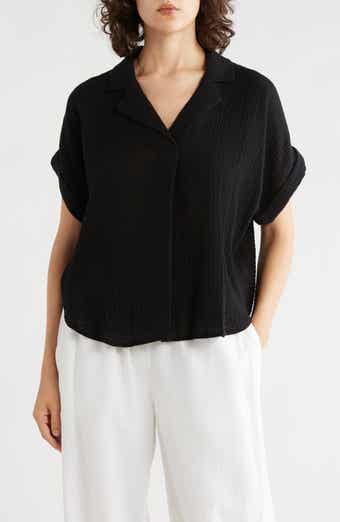Eileen Fisher Notch Collar Roll Cuff Shirt
