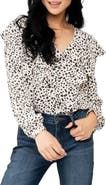 GIBSONLOOK Animal Spot Ruffled Blouse