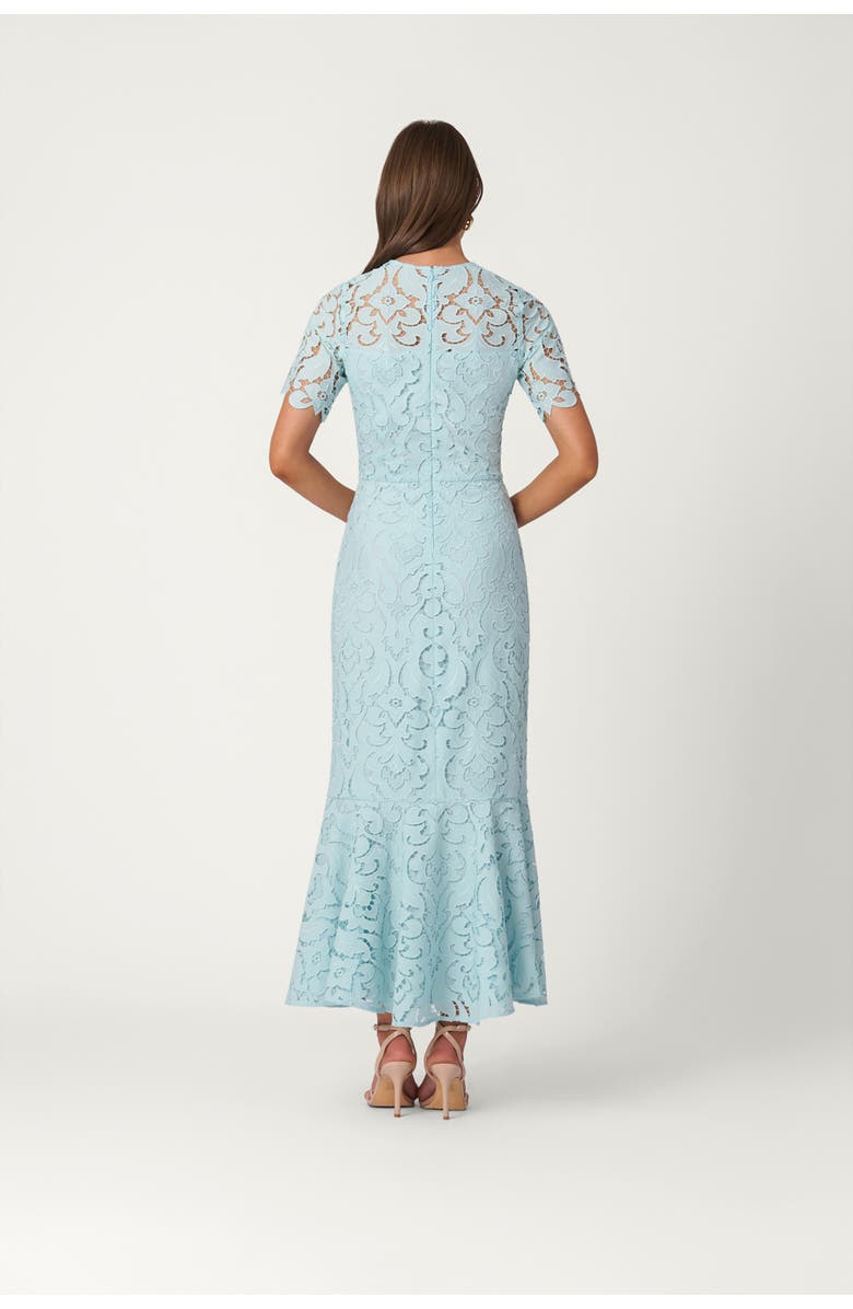 Shoshanna Midnight Mosaic Crepe de Chine Lace Hillary Dress, Alternate, color, Sea Mist
