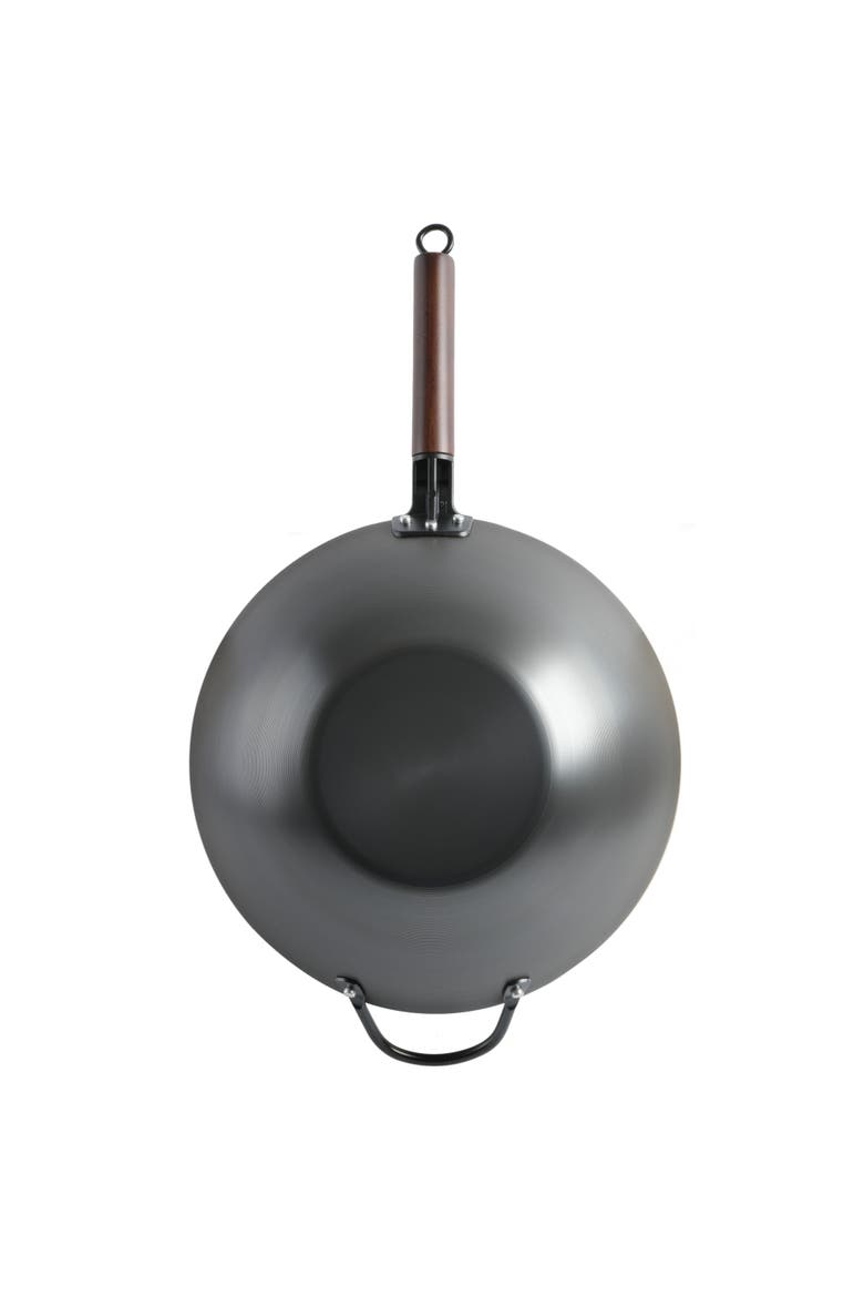 Pre-Seasoned Carbon Steel Flat Bottom Wok, Alternate, color, Black