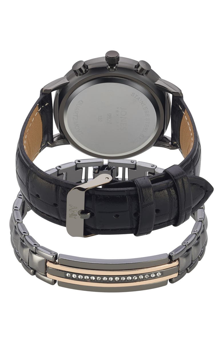 Jones New York Three-Hand Quartz Bracelet Watch & ID Bracelet Set, Alternate, color, Black