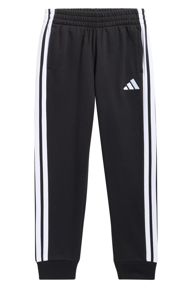 Kids' 3-Stripe Fleece Joggers, Main, color, BLACK