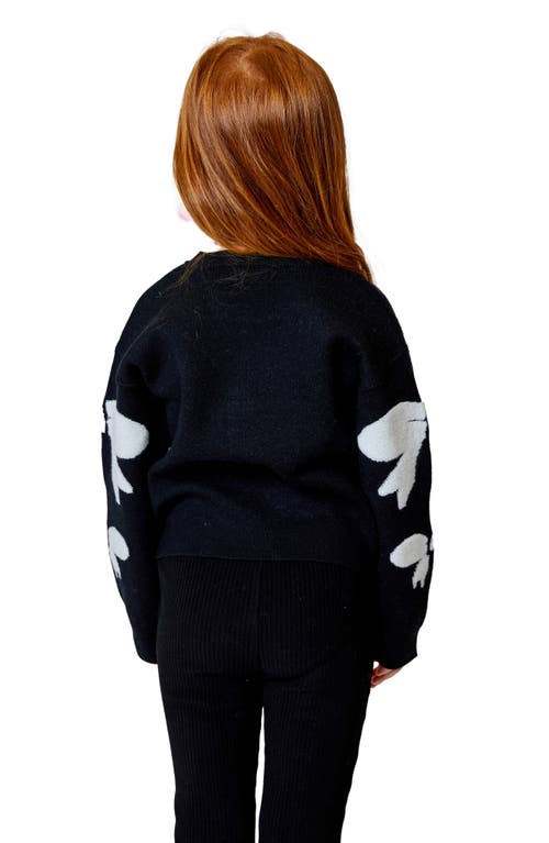 Design History Kids' Bow Print Sweater In Black