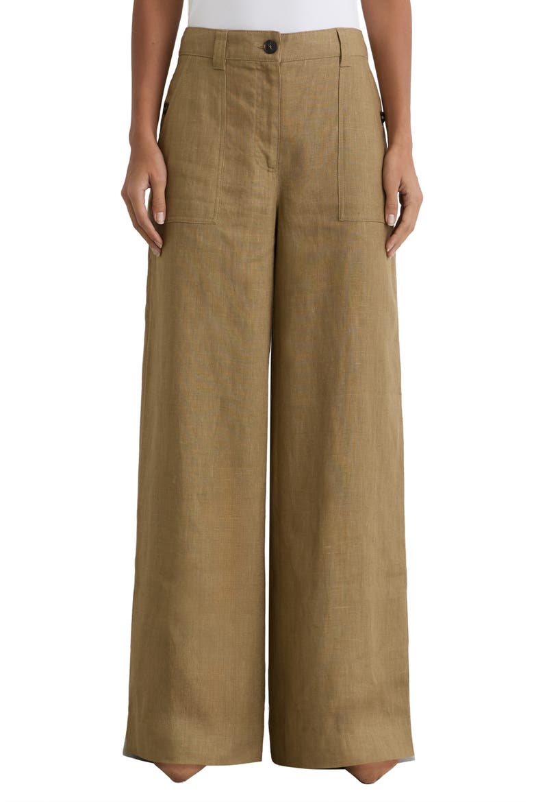 Ashby Wide Leg Linen Pants, Main, color, LIGHT KHAKI GRE