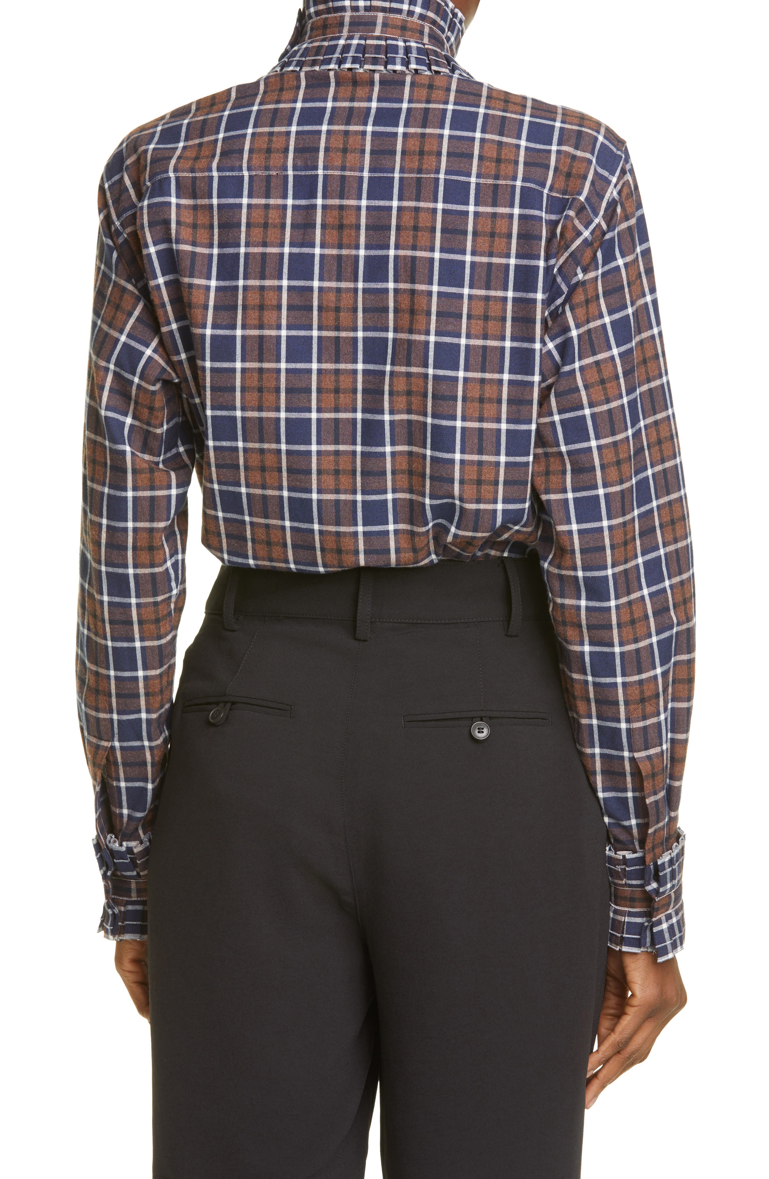Victoria Beckham Plaid Removable Ruffle Collar Shirt (Women ...