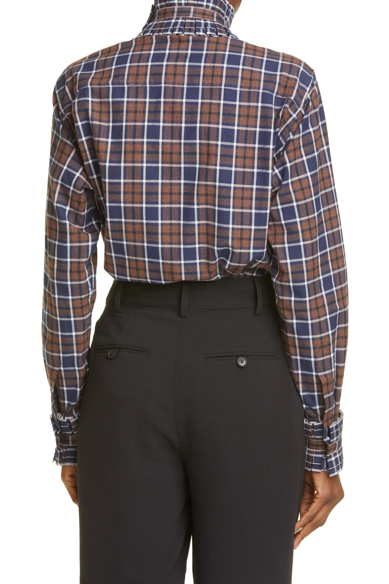 Removable Racking Labeling Victoria Beckham Plaid Removable Ruffle Collar Shirt (Women ...