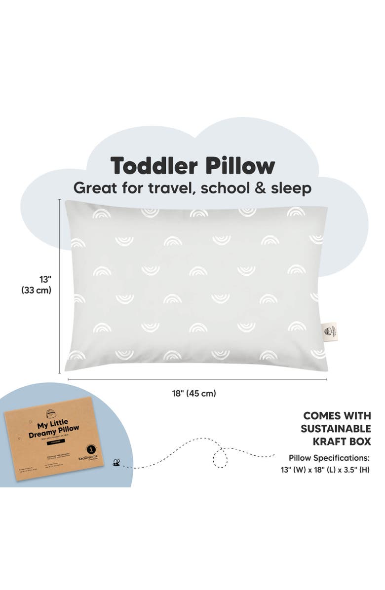KeaBabies 1pk Toddler Pillow, Alternate, color, Gray Rainbow
