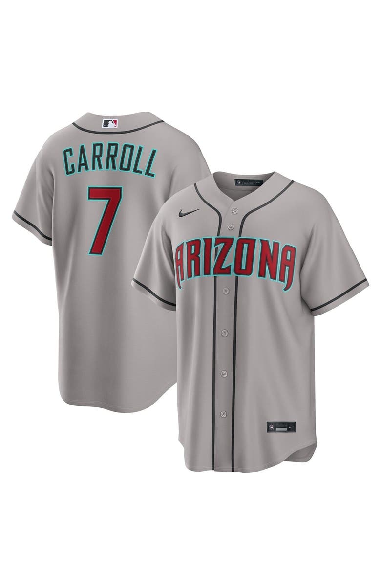 Nike Men's Nike Corbin Carroll Gray Arizona Diamondbacks Road Replica Jersey, Main, color, Gray