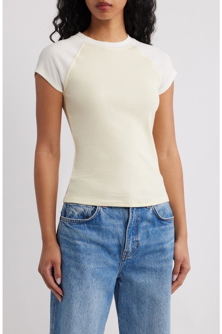 Short Raglan Sleeve Cotton T-Shirt, Main, color, YELLOW