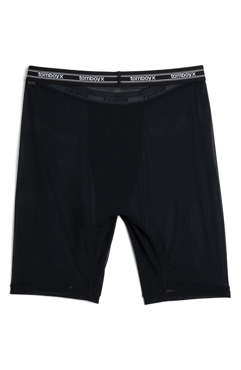 TomboyX Powermesh 9-Inch Bower Briefs, Alternate, color, Black