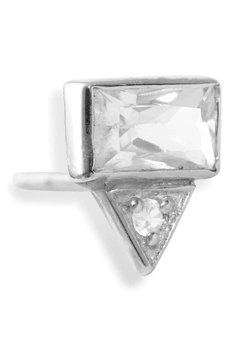 Cléo Baguette Triangle Stud Earrings, Alternate, color, SILVER