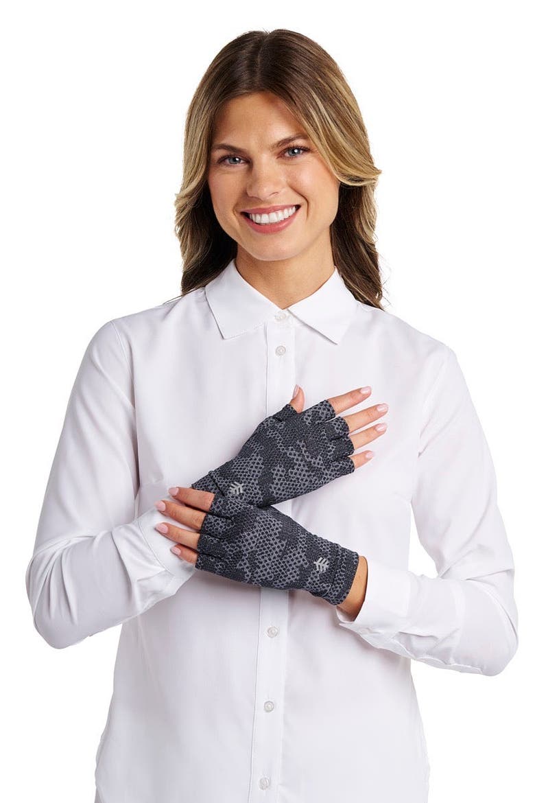 Ouray Fingerless UV Sun Gloves, UPF 50+ Sun Protection, Alternate, color, Charcoal Coolibar Camo