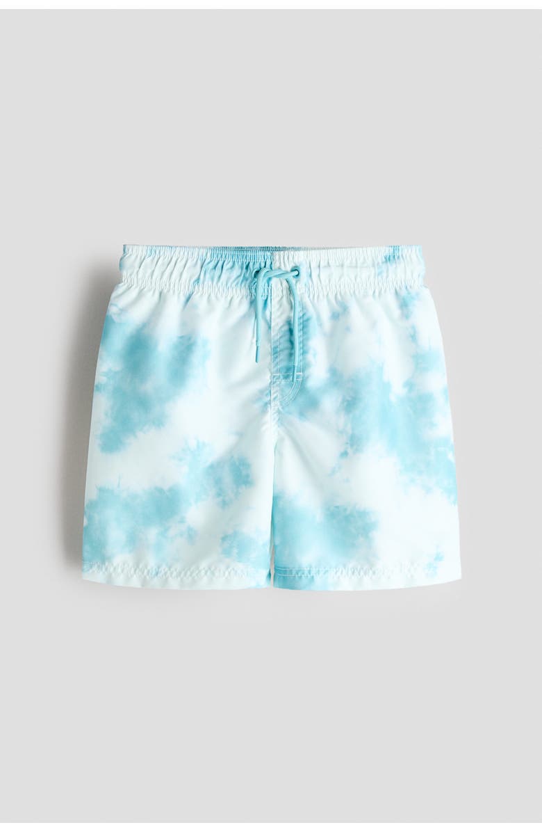 H&M Swim Shorts, Main, color, Turquoise/Tie-Dye