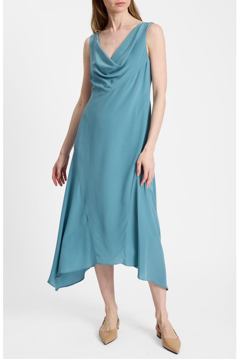 Pina Cowl Neck Midi Silk Dress, Main, color, Sea Mist