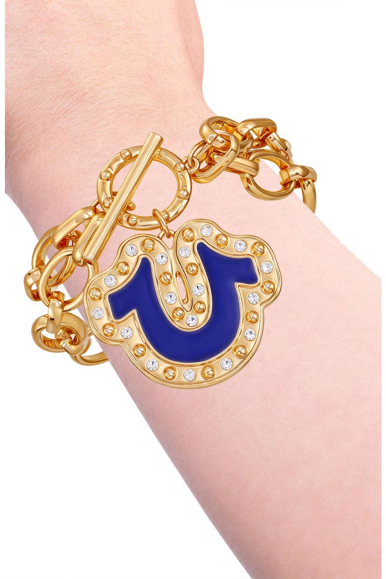 Toggle Bracelet with Horseshoe Charm, Alternate, color, goldtone