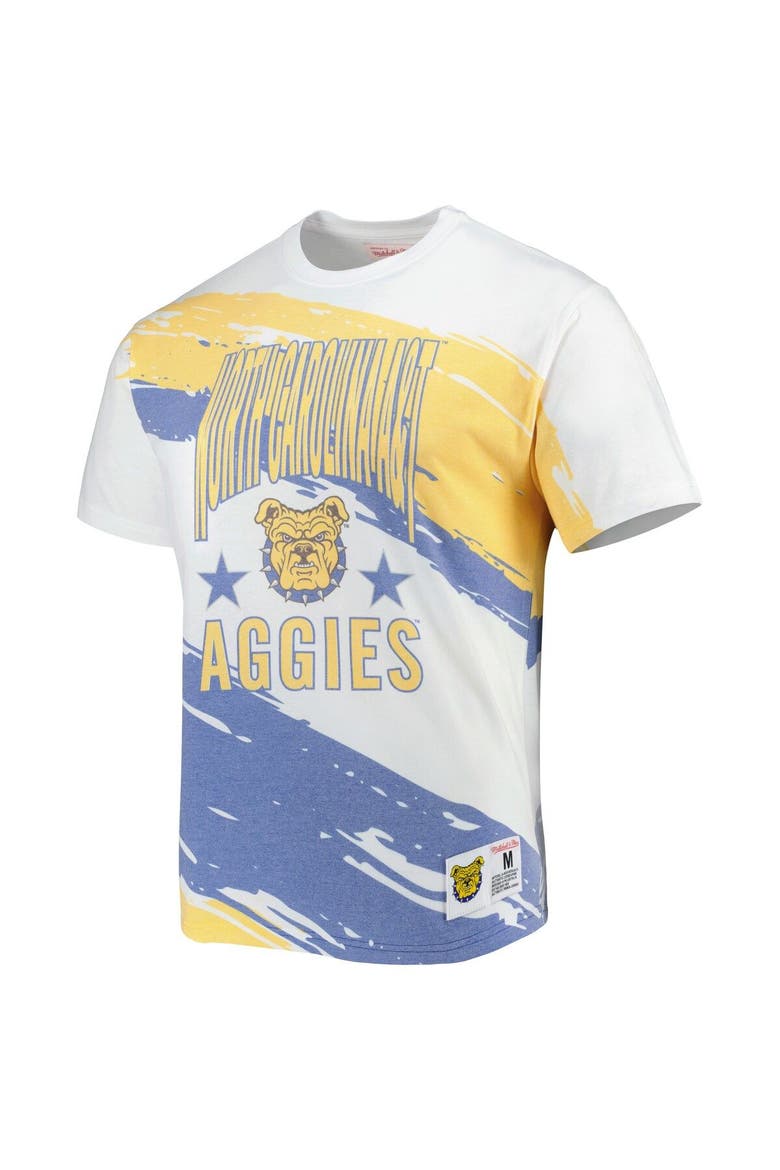 Men's Mitchell & Ness White North Carolina A&T Aggies Paintbrush Sublimated T-Shirt, Alternate, color, White