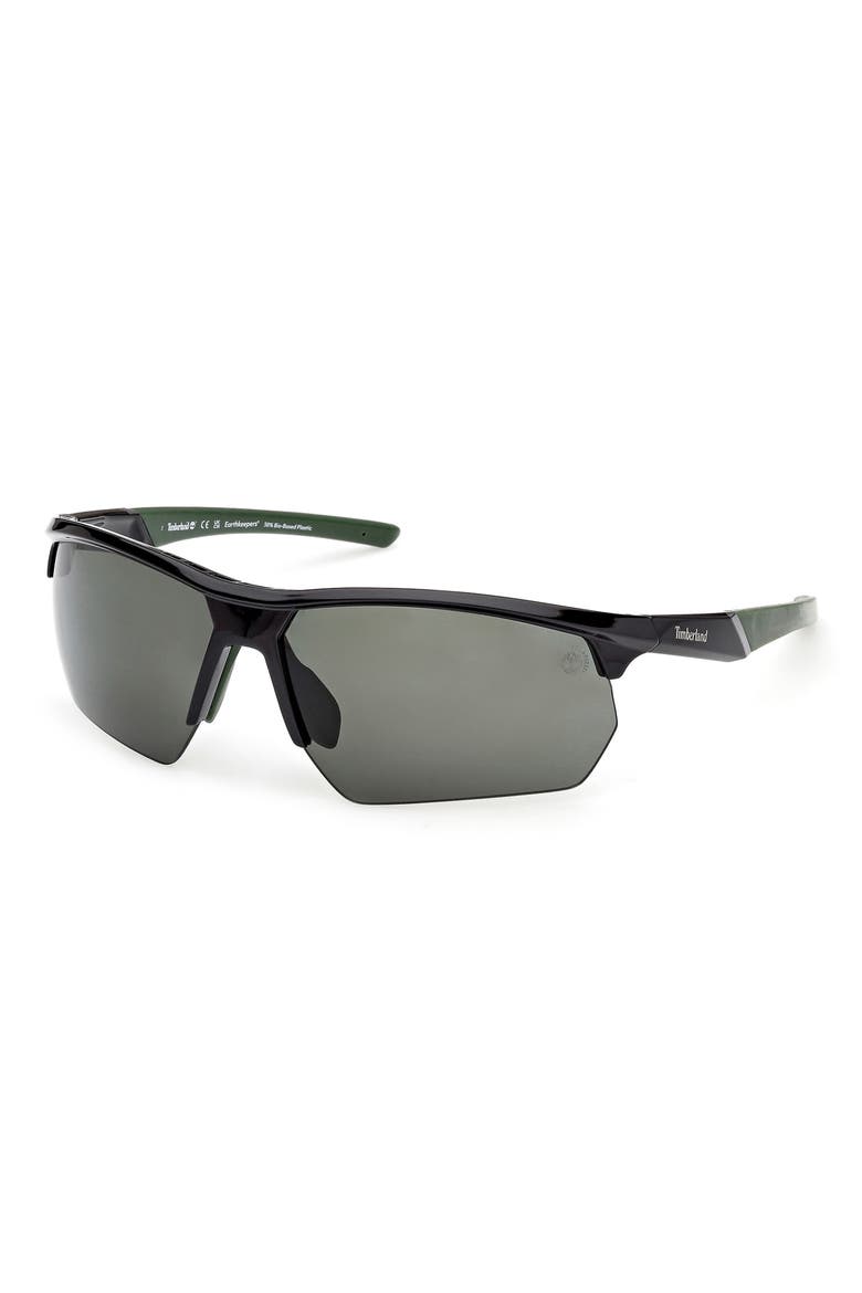 73mm Sunglasses, Alternate, color, SHINY BLACK / GREEN POLARIZED