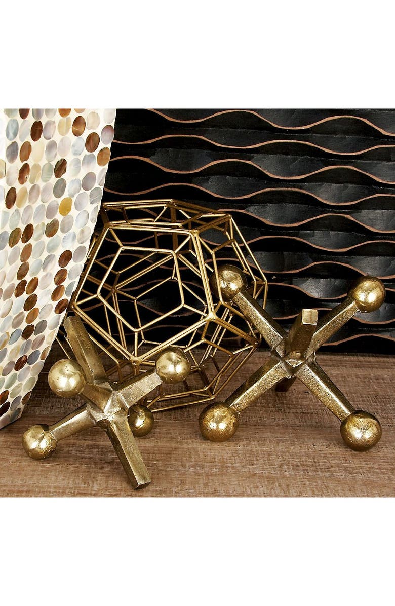 WILLOW ROW Goldtone Aluminum Jack Sculpture - Set of 2, Alternate, color, 