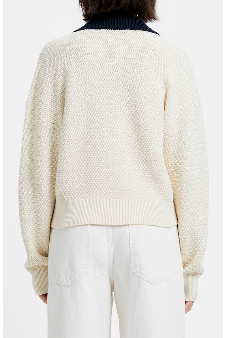 Mozart Contrast Johnny Collar Knit Top, Alternate, color, ECRU-MARINE