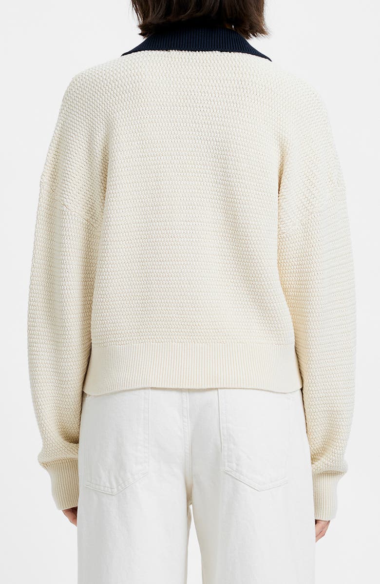 French Connection Mozart Contrast Johnny Collar Knit Top, Alternate, color, Ecru-Marine