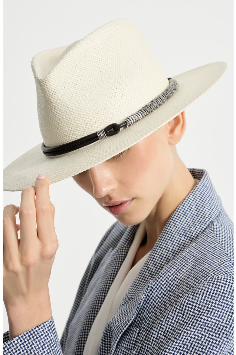 Straw fedora, Alternate, color, White