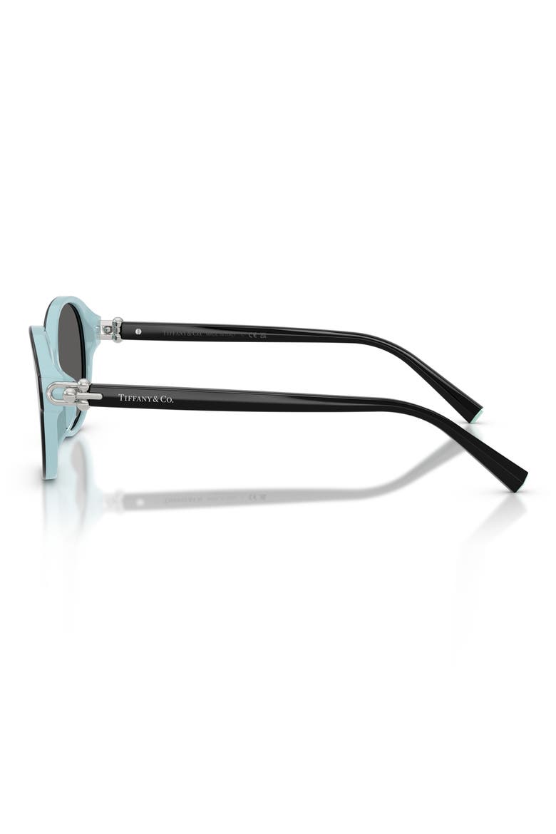 54mm Round Sunglasses, Alternate, color, BLACK ON TIFFANY BLUE / GREY