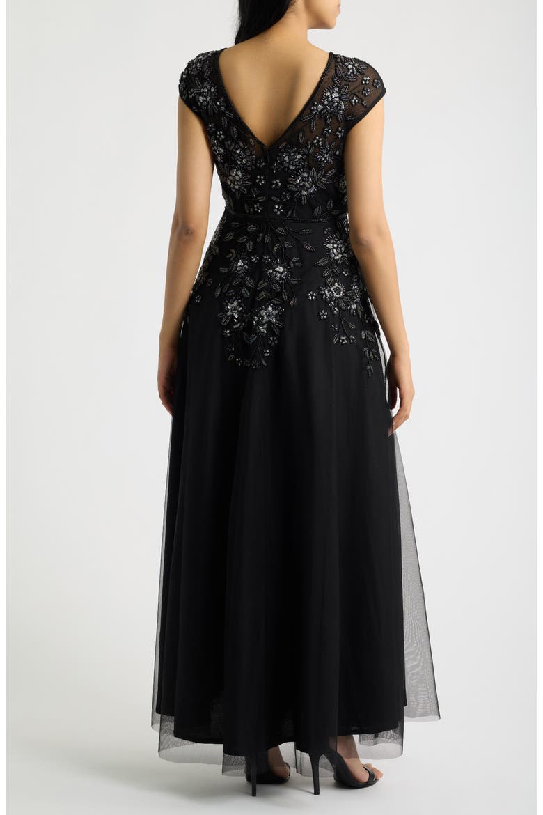 Beaded Floral Gown, Alternate, color, BLACK 001