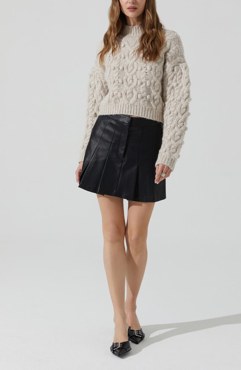 ASTR the Label Mikita Pleated Faux Leather Miniskirt, Alternate, color, Black