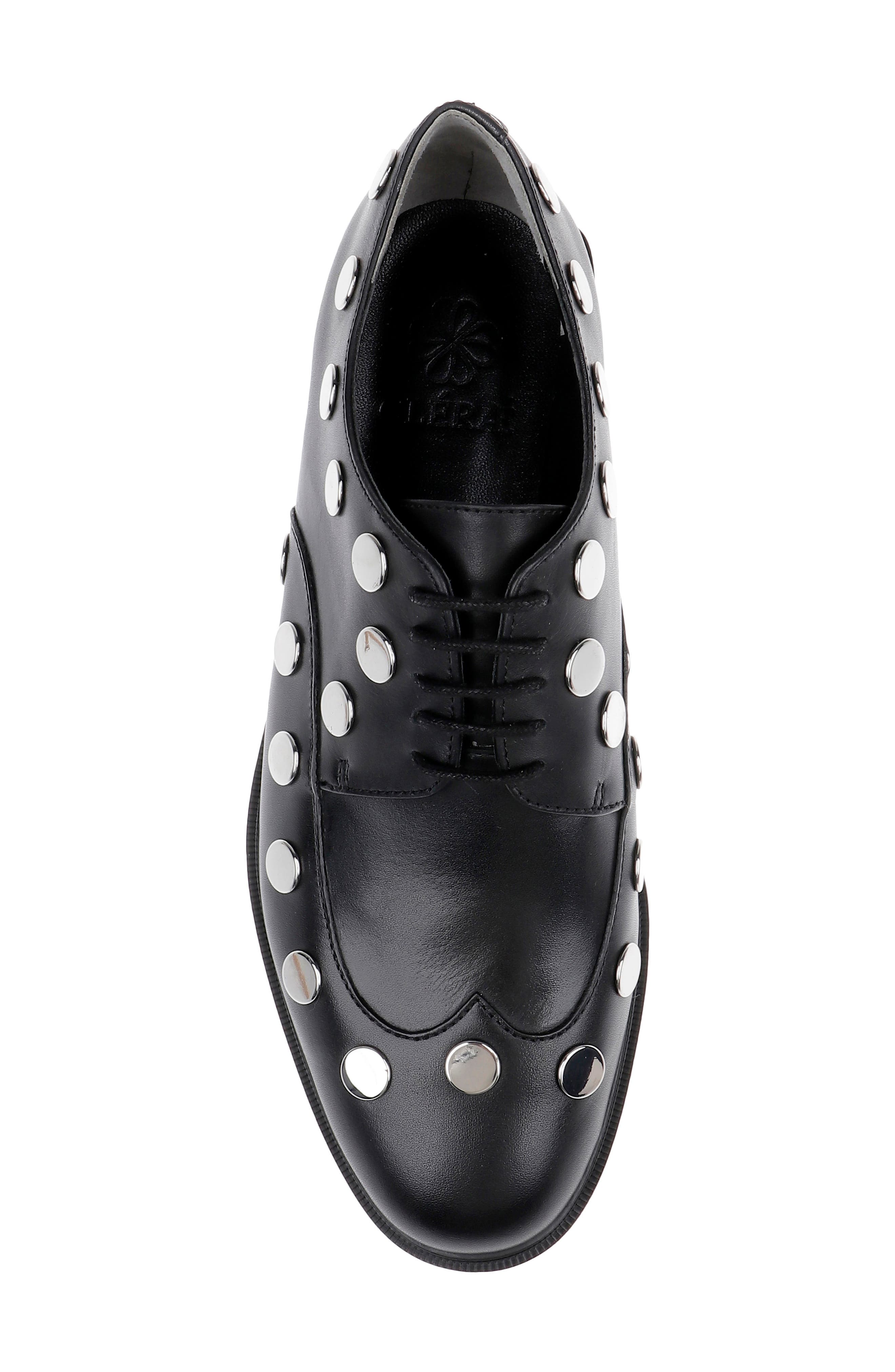 CLERAE Jive Studded Flat, Alternate, color, Black Leather