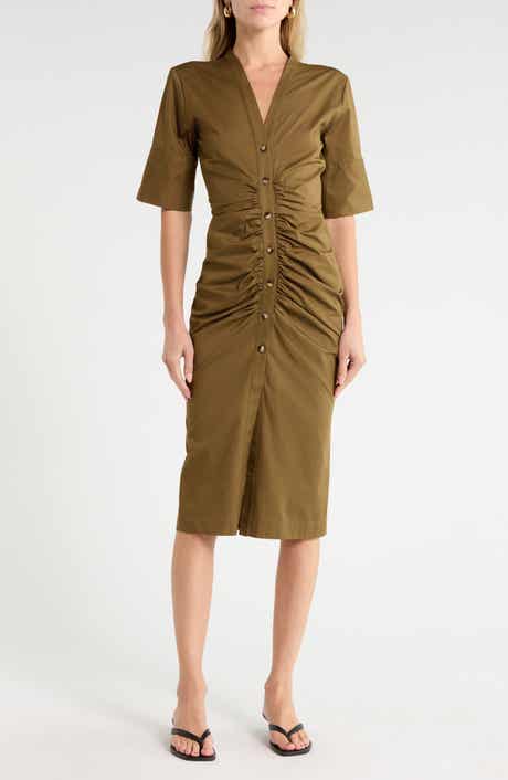 Ameli Ruched Cotton Midi Dress