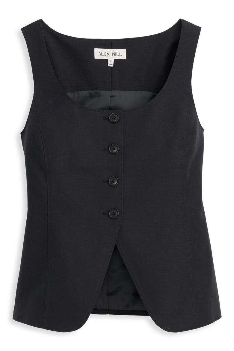 Gabby Linen & Cotton Vest, Alternate, color, BLACK