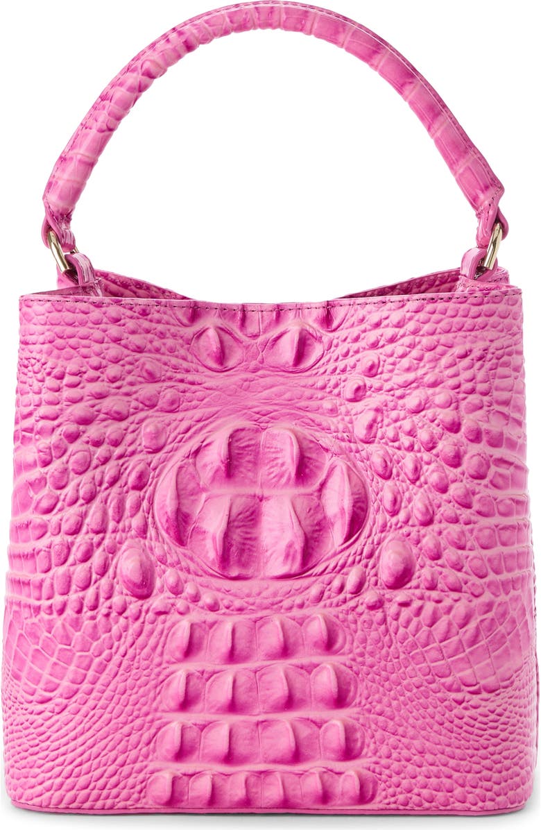Brahmin Mini Amelia Croc Embossed Leather Top Handle Bucket Bag, Alternate, color,