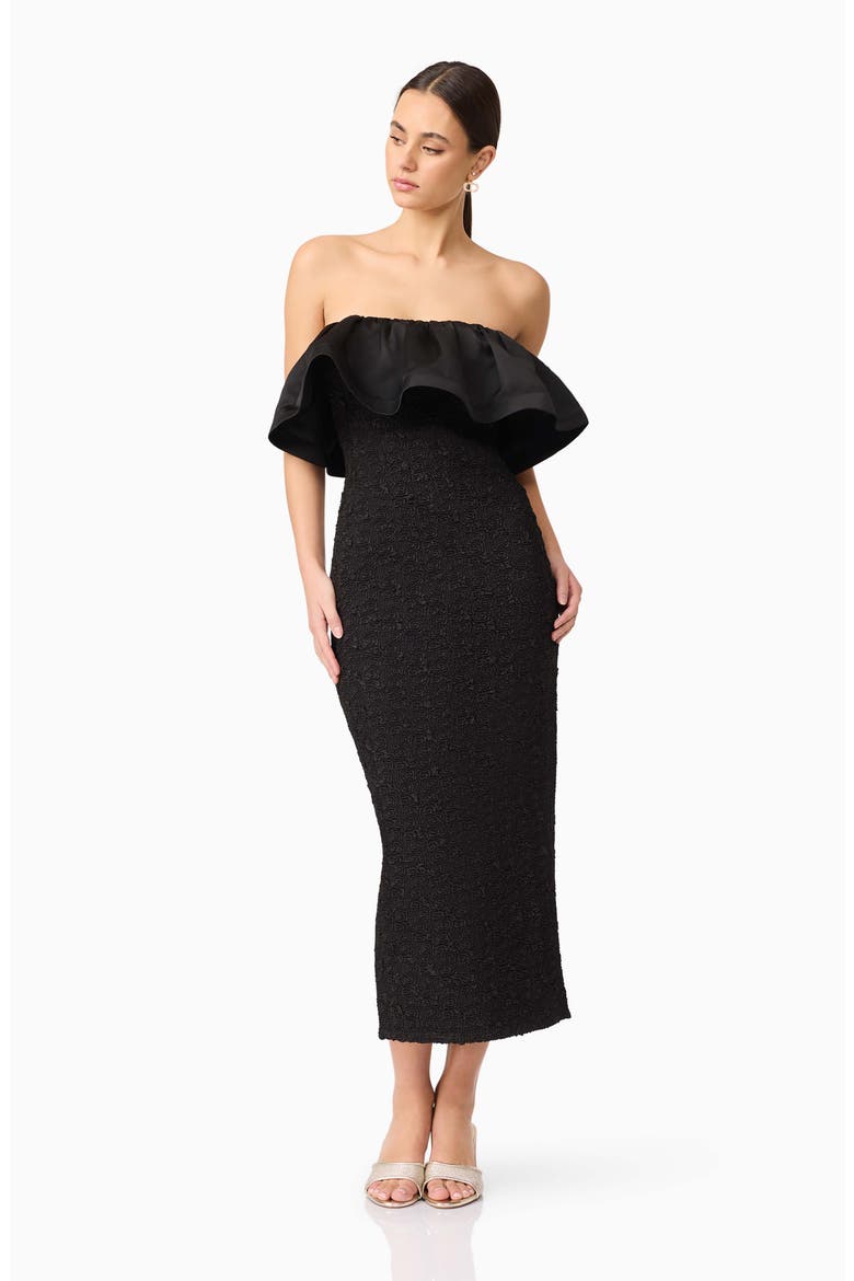 Dandelione Strapless Body-Con Midi Dress, Alternate, color, BLACK